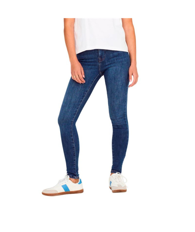 Pantalones Only Onlpower Mid Sk Pushup Dnm Tai012 Noos Dark Blue Denim Mujer