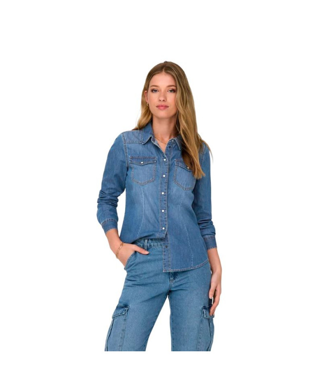 Camisa Only Onlalexa L/S Dnm Ana Noos Medium Blue Denim Mujer