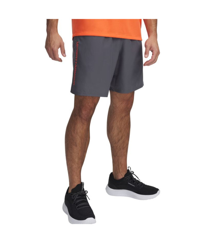 Calça Curtos de Fitness Under Armour Tech Woven Wordmark Short Homem Cinza