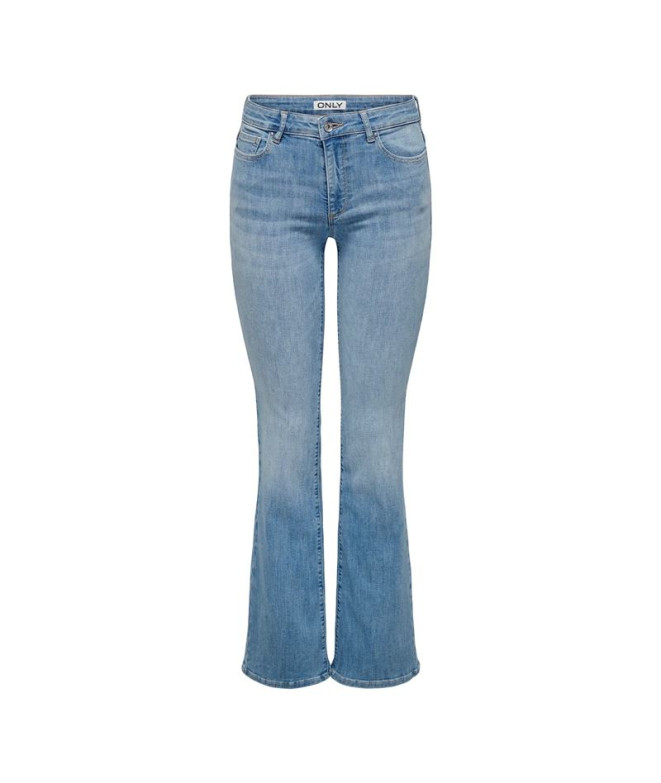 Calça Only Onlann Mid Flared Dnm Soo611 Noos Mulher Denim Azul Claro