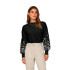 Moletom Only Onlbrooke L/S O-Neck Flower Noos Black Print: Manga F Mulher