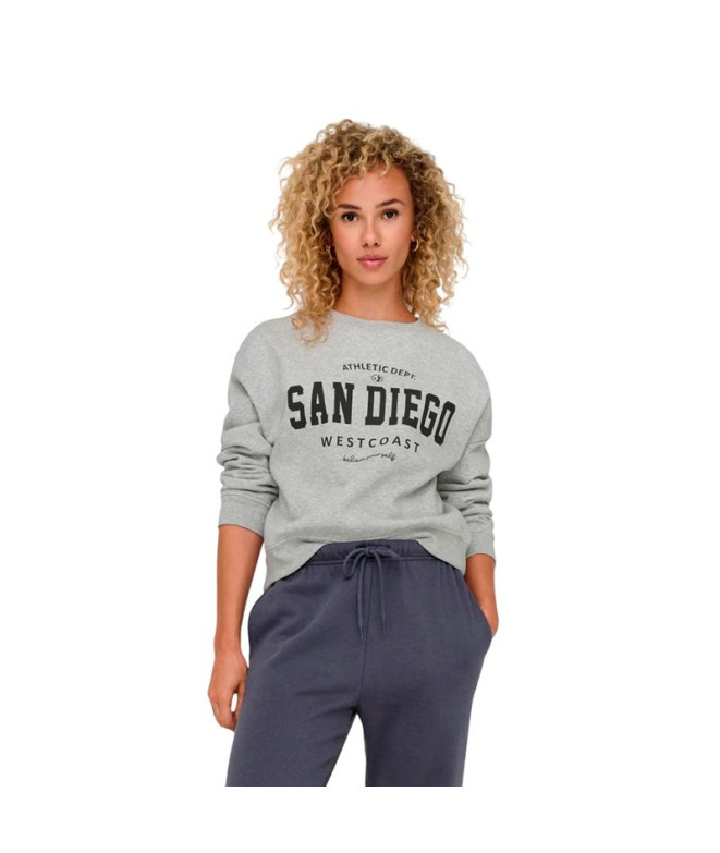 Sudadera Only Onl Life L/S Crew O.Size State Noos Light Grey Melange P Mujer
