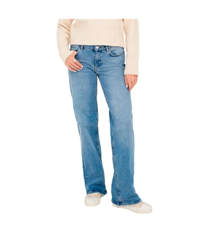 Calça Only Onljuicy Lw Wide Leg Dnm Rea365 Noos Light Blue Denim Mulher
