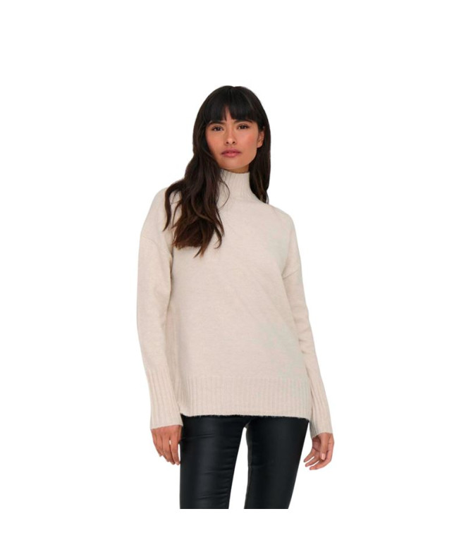 Camiseta Only Onlgabriel Life L/S Highneck Knt Noos Pumice Stone Detail: Mujer
