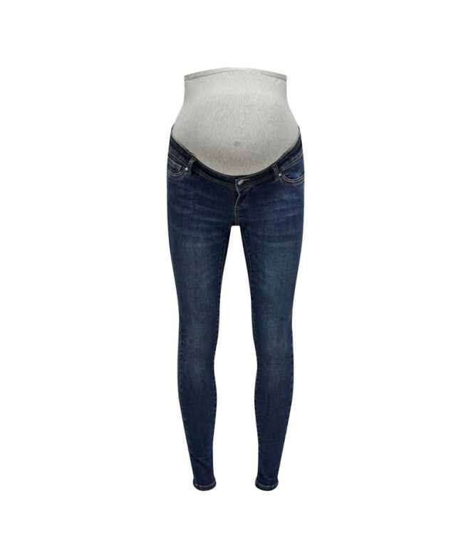Calça Only Olmwauw Mid Sk Dnm Bj5 Noos Dark Blue Denim Mulher