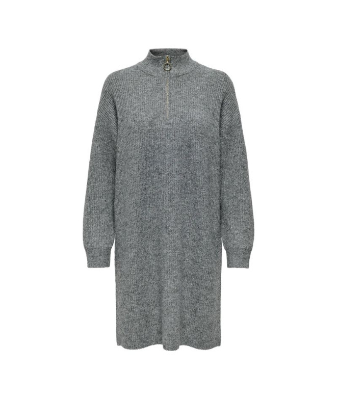 Vestido Only Onltokyo L/S Zip Knt Mulher Cinza Escuro Melange