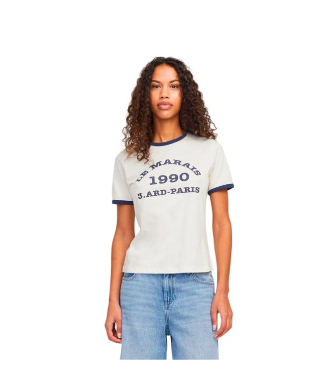 Camiseta Jack and Jones Jxperle Reg Fit Mujer Vanilla Ice
