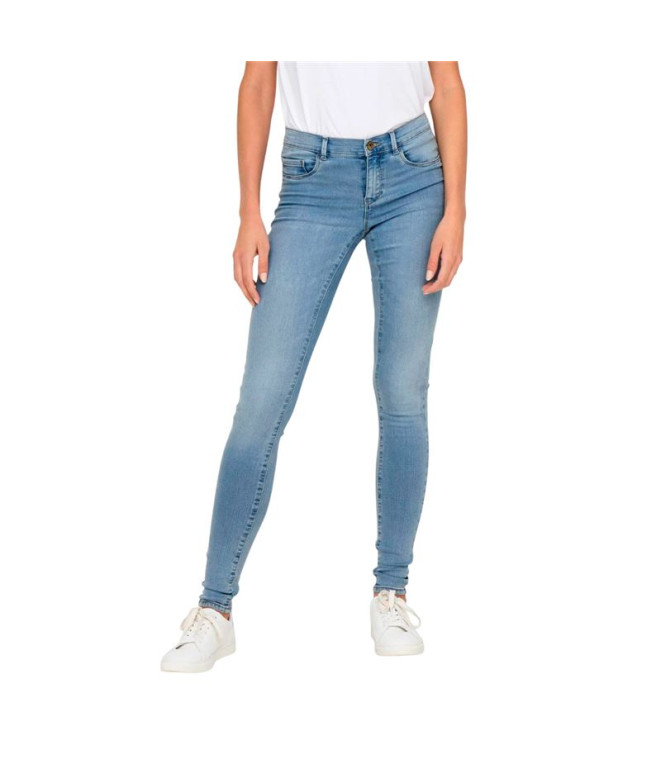 Calça Only Onlrain Reg Skinny Dnm Noos Light Blue Denim Mulher