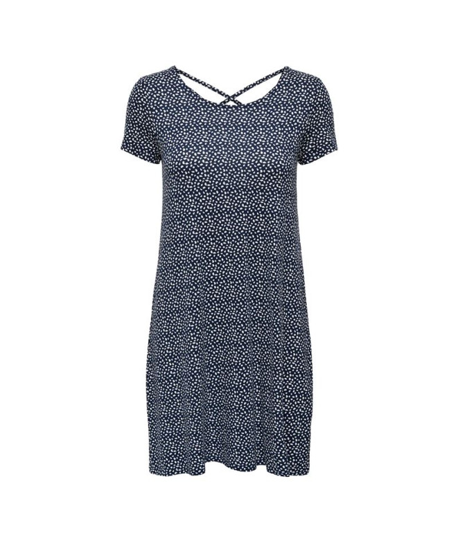 Vestido Only Onlbera Back Lace Up S/S Noos Mulher Noite Céu/Lana Gráfico