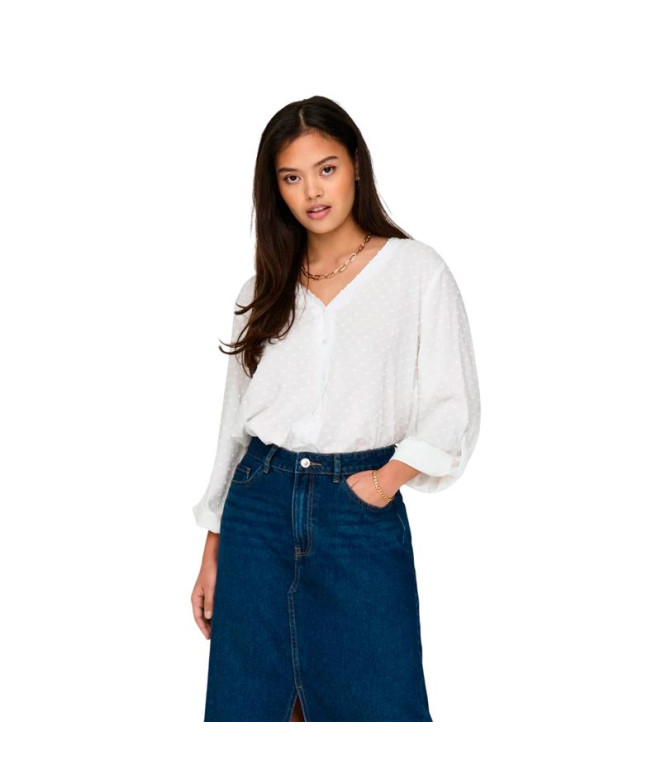 Camisa Only Jdydiana Life 7/8 Dobby Noos Cloud Dancer Mulher