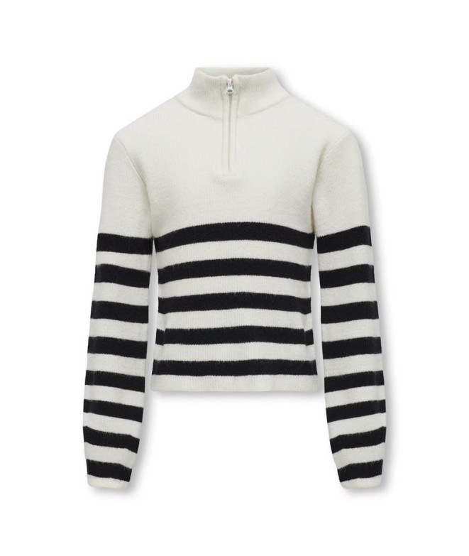 Casaco Only Kogfranca Half Zip L/S Stripe Knt Menina Cloud Dancer Stripes