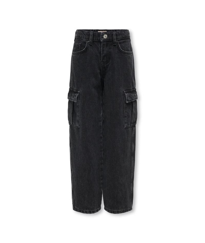Calça Only Kogharmony Wide Crgo Carrot Azg659 Noos Menina Washed Negro