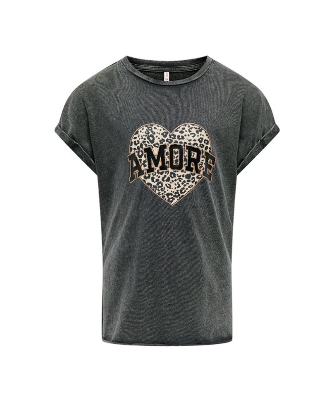 Camiseta Only Koglucy Life S/S Amore Box Noos Phantom Print:Amore/ Infantil