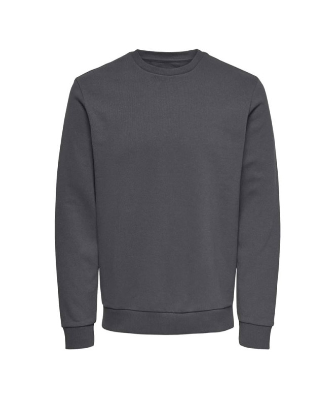 Moletom Only & Sons Onsceres Crew Neck Noos Cinza Listrado Homem