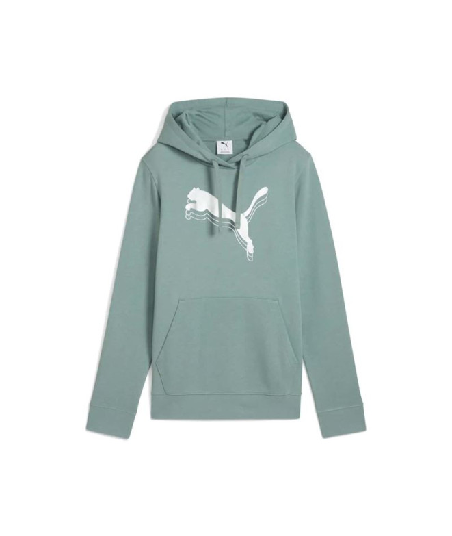 Moletom Puma Ess Metallic Hoodie Mulher Verde/Prata