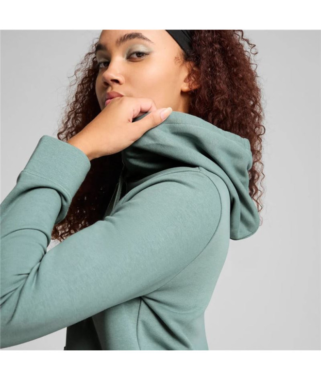 Sweat Puma Ess Metallic Hoodie Femme Vert/Argent