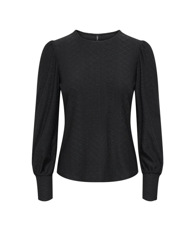 Camiseta Only Onlsandra L/S Puff Black Mujer