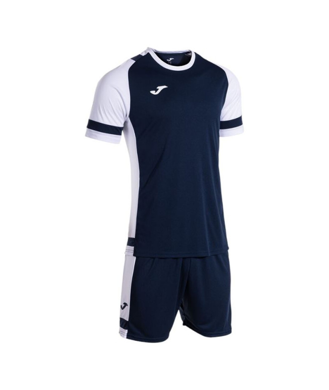 Conjunto de Futebol Joma Lider Dark Navy Branco Menino