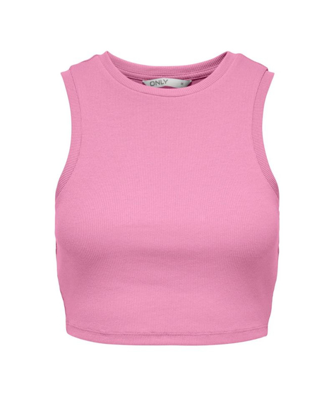 Camiseta Only Onlvilma S/L Cropped Tank Noos Mulher Begonia Rosa