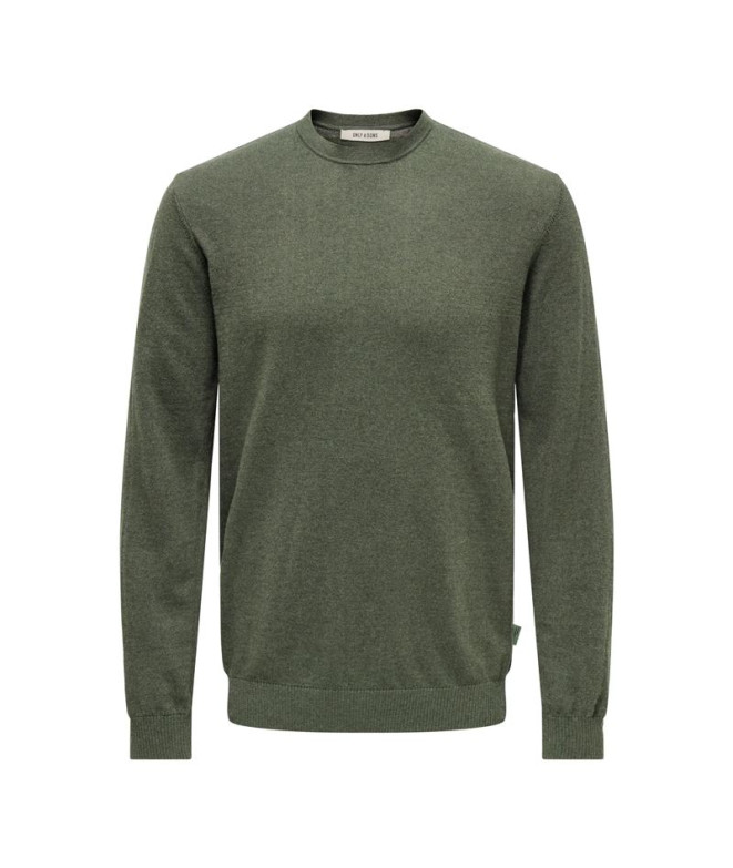 Camiseta Only & Sons Onsloui Reg 12 Mel Crew Knit Homem Castor Cinza