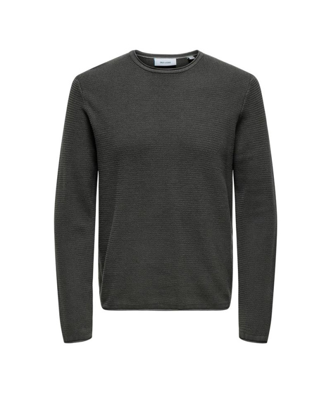 Camiseta Only & Sons Onseric Reg 12 Struc Crew Knit Noos  Hombre Grey Pinstripe