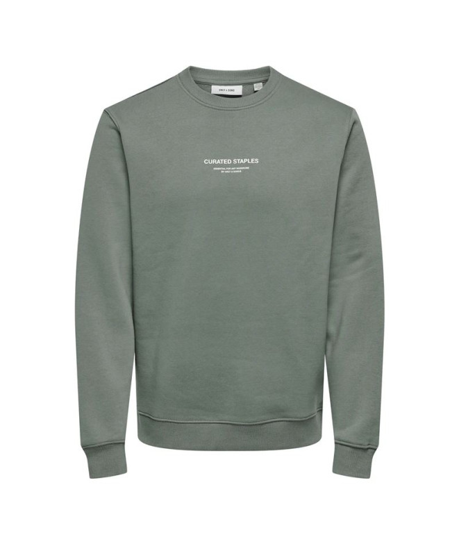 Sudadera Only & Sons Onscurated Reg Crew Neck Noos Hombre Castor Gris