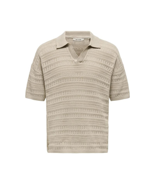 Polo Only & Sons Onsgrayson Ds 5 Chochet Polo Knit Noos Homme Silver Lining