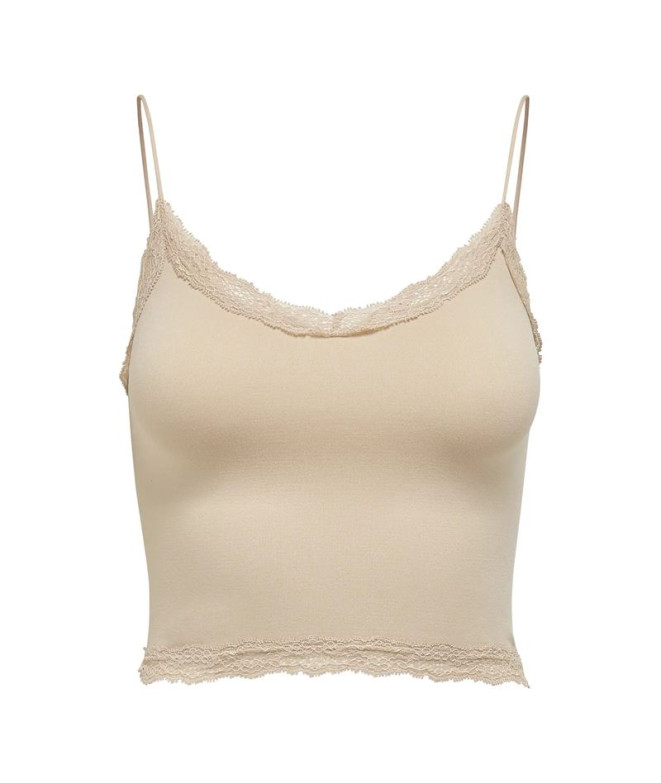 Camiseta Only Onlvicky Lace Seamless Cropped Noos Peach Taffy Mujer