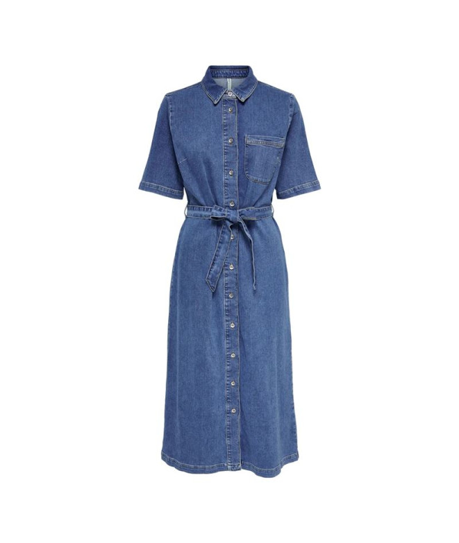 Vestido Only Onllana Ss Long Dnm Rea258 Noos Medium Blue Denim Mujer