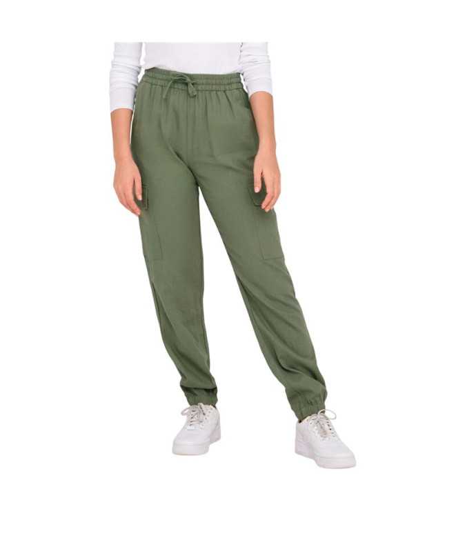 Pantalón Only Onlcaro Mw Lin Pull-Up Cargo Noos Oil Green Mujer