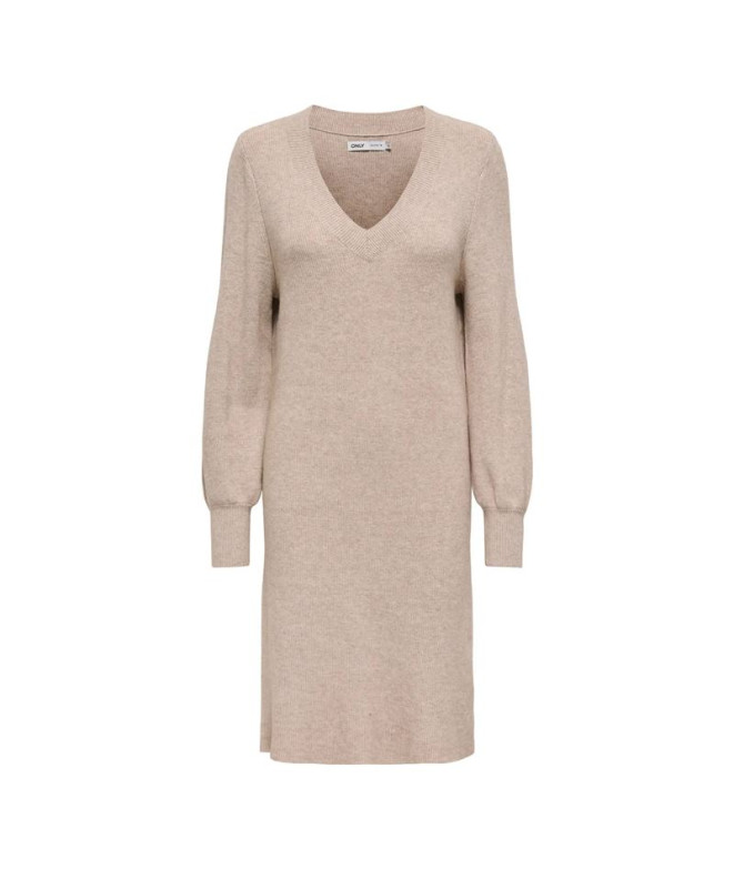 Vestido Only Onlkatia Ls V-Neck Knt Mocha Meringue Detai Mujer