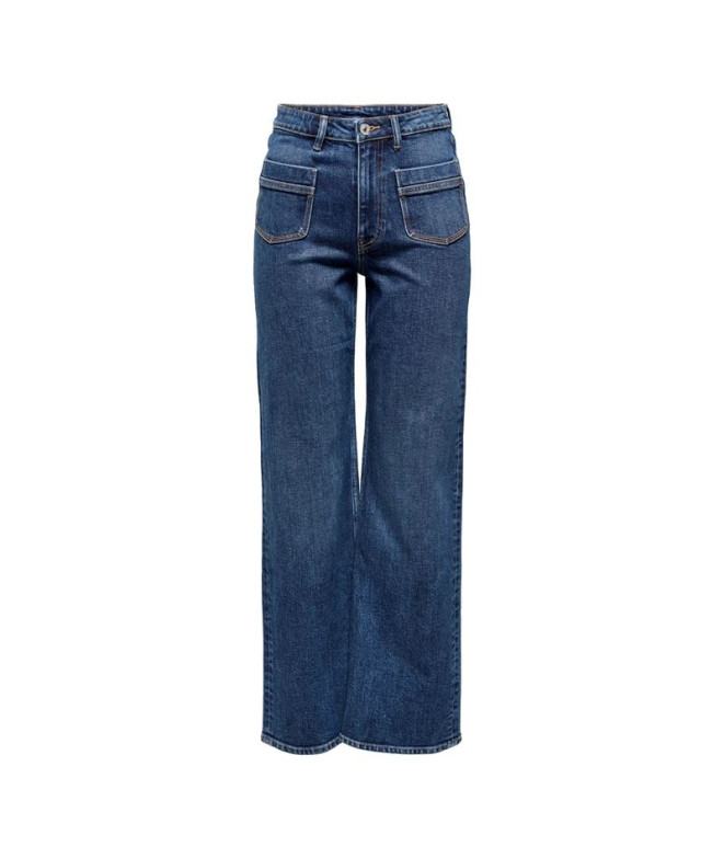 Pantalón Only Onljuicy Life Hw Wide Pocket Dnm 521 Dark Medium Blue Den Mujer