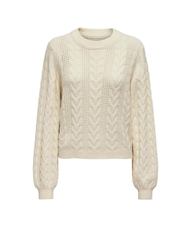Camiseta Only Onlrubina Ls Cable O-Neck Knt Noos Whitecap Gray Mujer