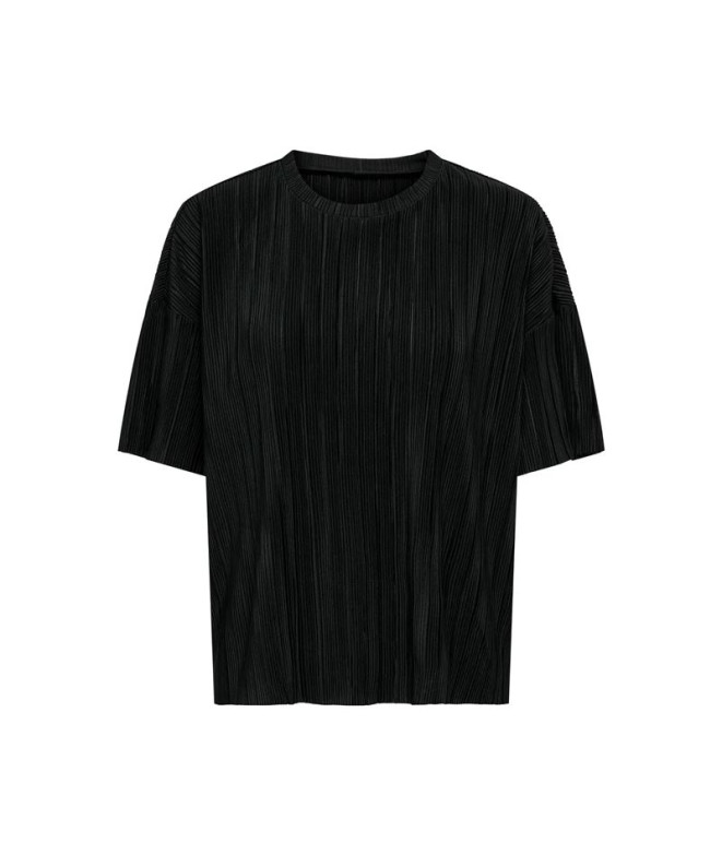 Camiseta Only Onlravenna S/S Plisse Noos Black Mujer