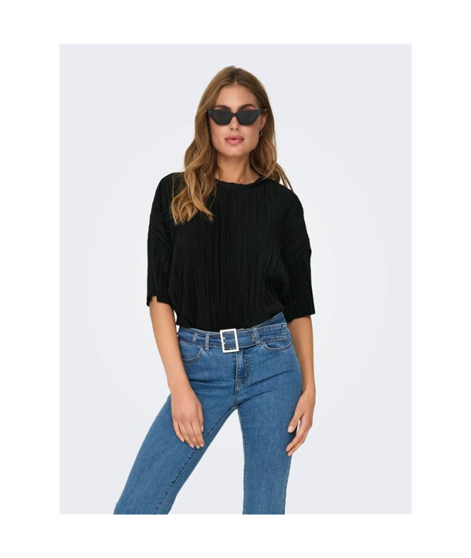 Camiseta Only Onlravenna S/S Plisse Noos Black...