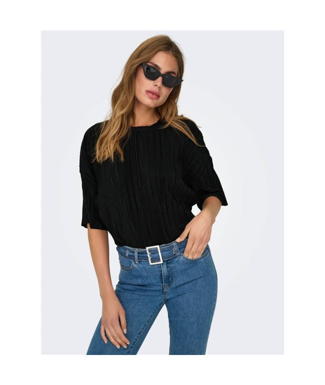 Camiseta Only Onlravenna S/S Plisse Noos Black...