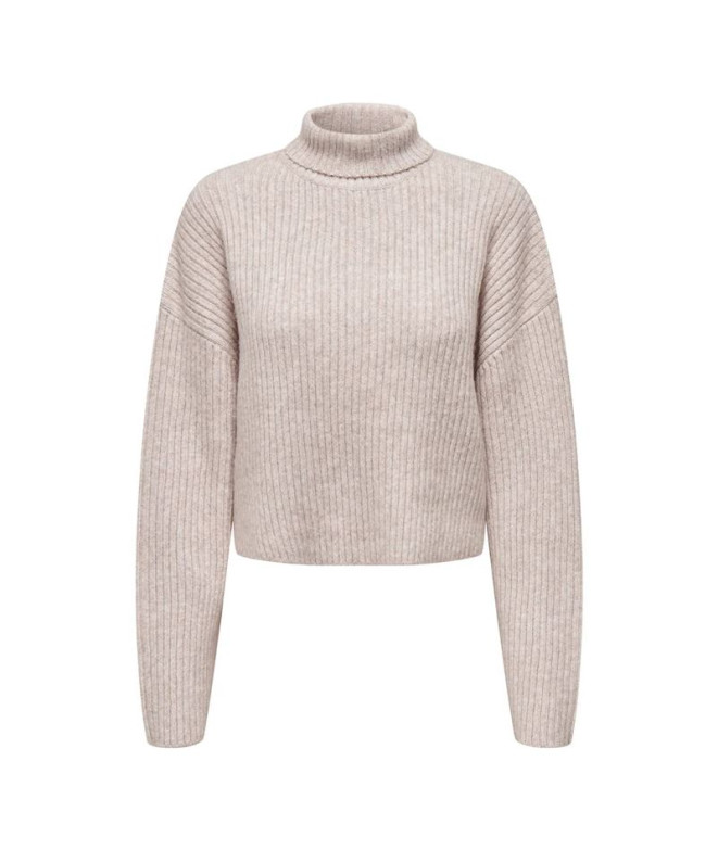 Sudadera Only Onlmelanie L/S Rollneck Kntnoos Oatmeal Detail:Melan Mujer