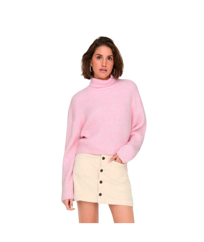 Moletom Only Onlmelanie Rollneck Kntnoos Pink Lady Mulher