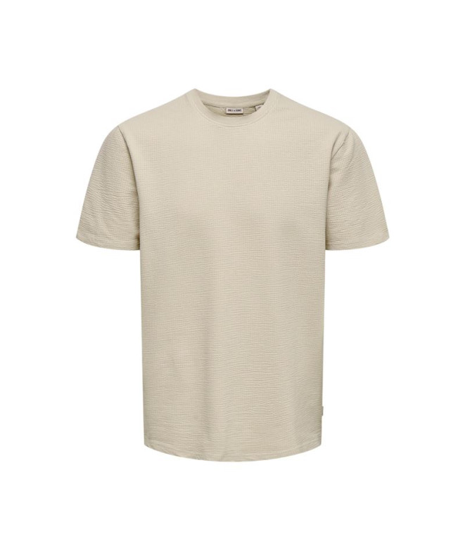 Camiseta Only & Sons Onskian Life Reg Seersucker Ss Noos Silver Lining Hombre