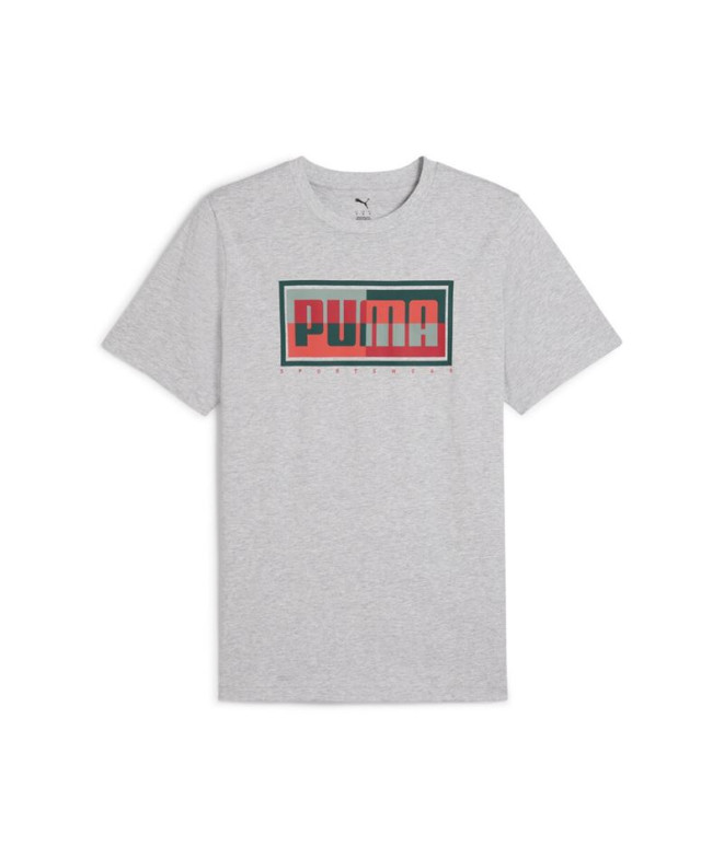 Camiseta Puma Graphics Box Hombre Light Gris