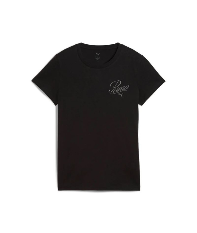 Camiseta Puma Essentials Script Mujer Negro