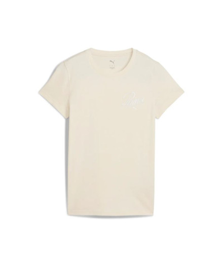Camiseta Puma Essentials Script Mulher Bege