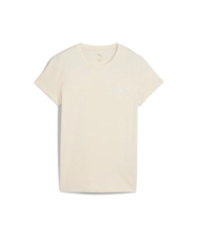 Camiseta Puma Essentials Script Mujer Beige