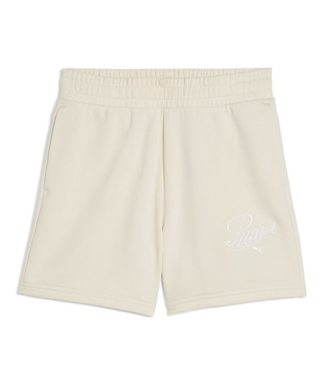 Pantalón Puma Essentials Script High-Wais Mujer Beige