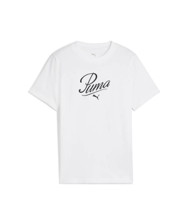 Camiseta Puma Essentials Script Niña Blanco