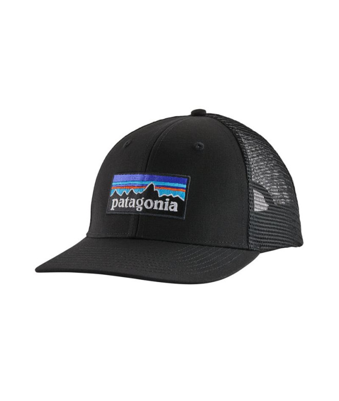 Boné de Montanha Patagonia P-6 Logo Trucker Preto