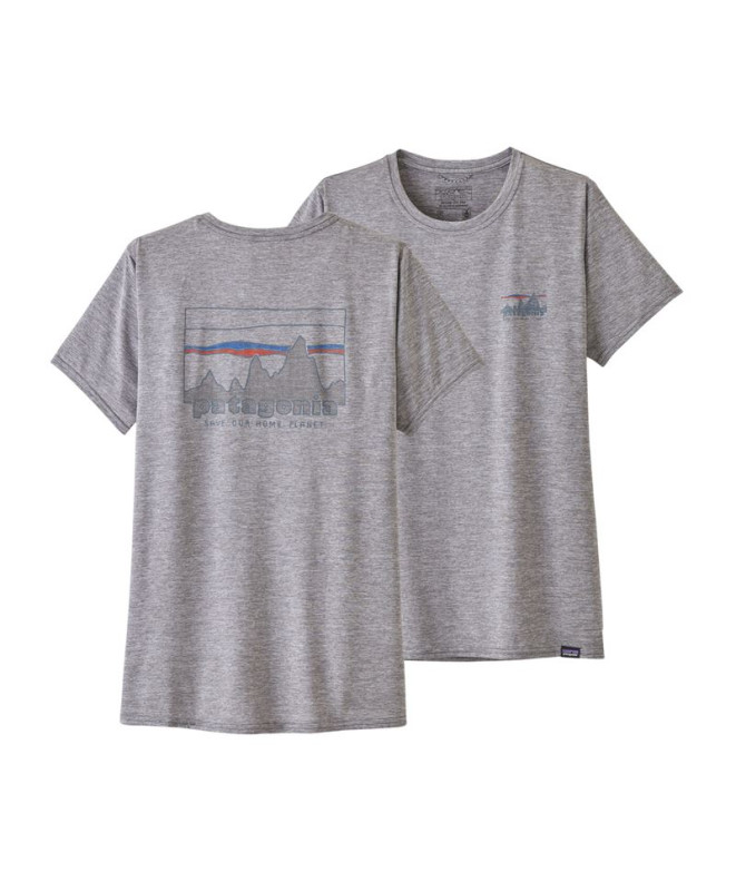 Camiseta de Montanha Patagonia Cool Daily Graphic Mulher Cinza