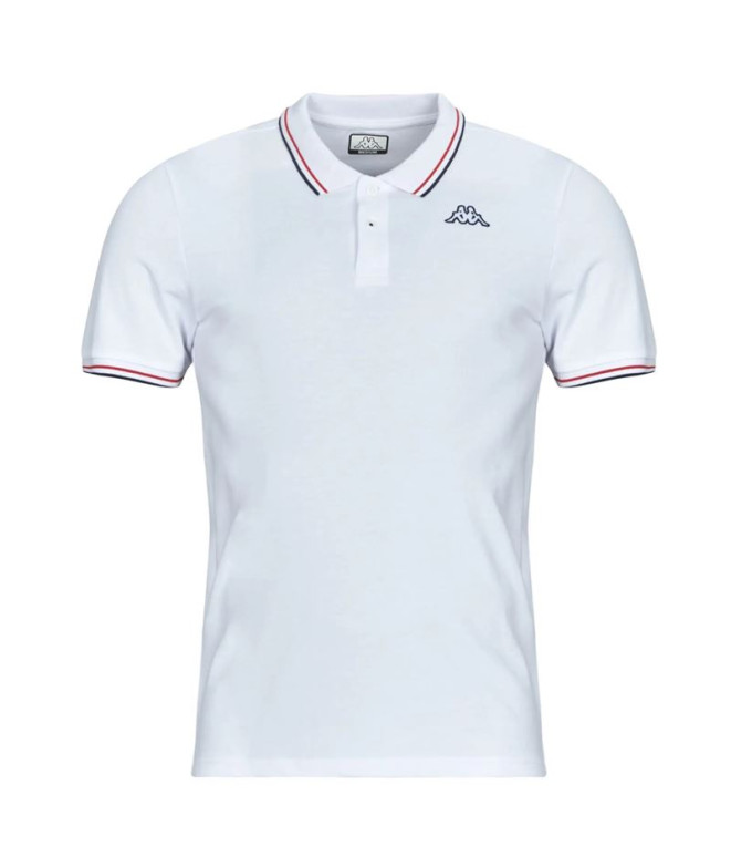 Polo Kappa Ezio 2 Homme Blanc/Bleu Marine/Rouge Md Corail