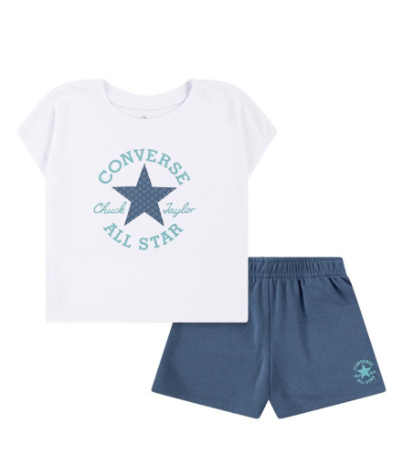 Set Converse Cnvgboxy Tee & Short Set Fille Lakeside Bleu Set Converse Cnvgboxy Tee & Short Set Fille Lakeside Bleu