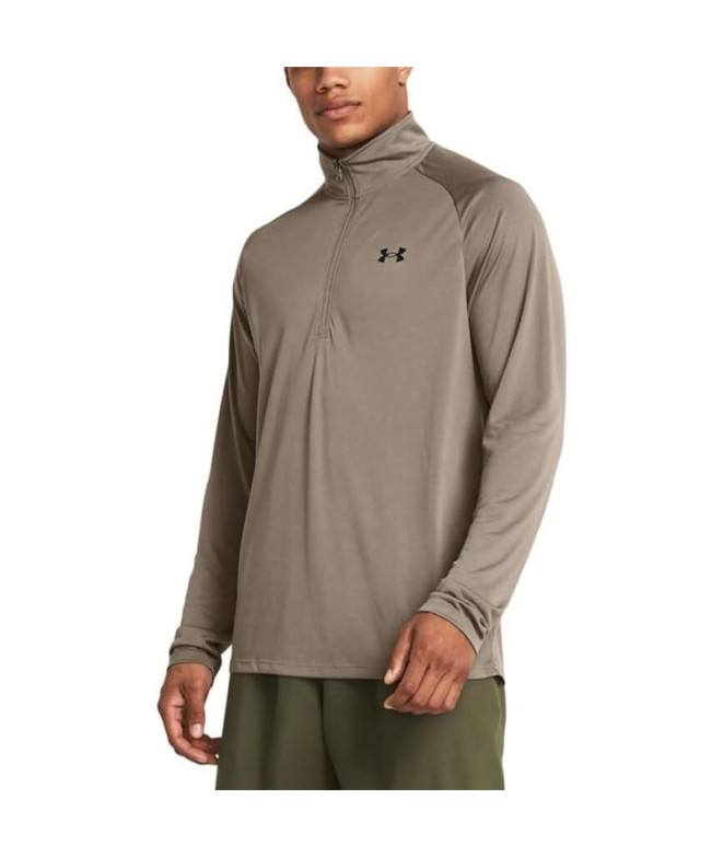 Camiseta de Fitness Under Armour Tech 2.0 1/2 Zip Homem Marrom